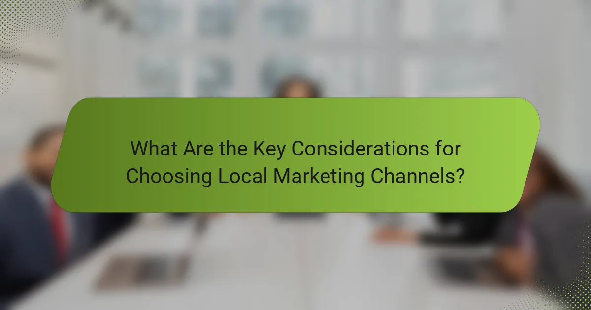 What Are the Key Considerations for Choosing Local Marketing Channels?