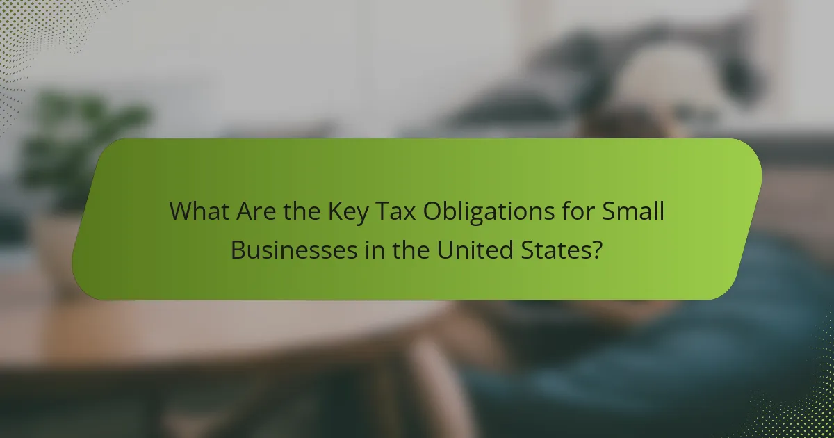 What Are the Key Tax Obligations for Small Businesses in the United States?