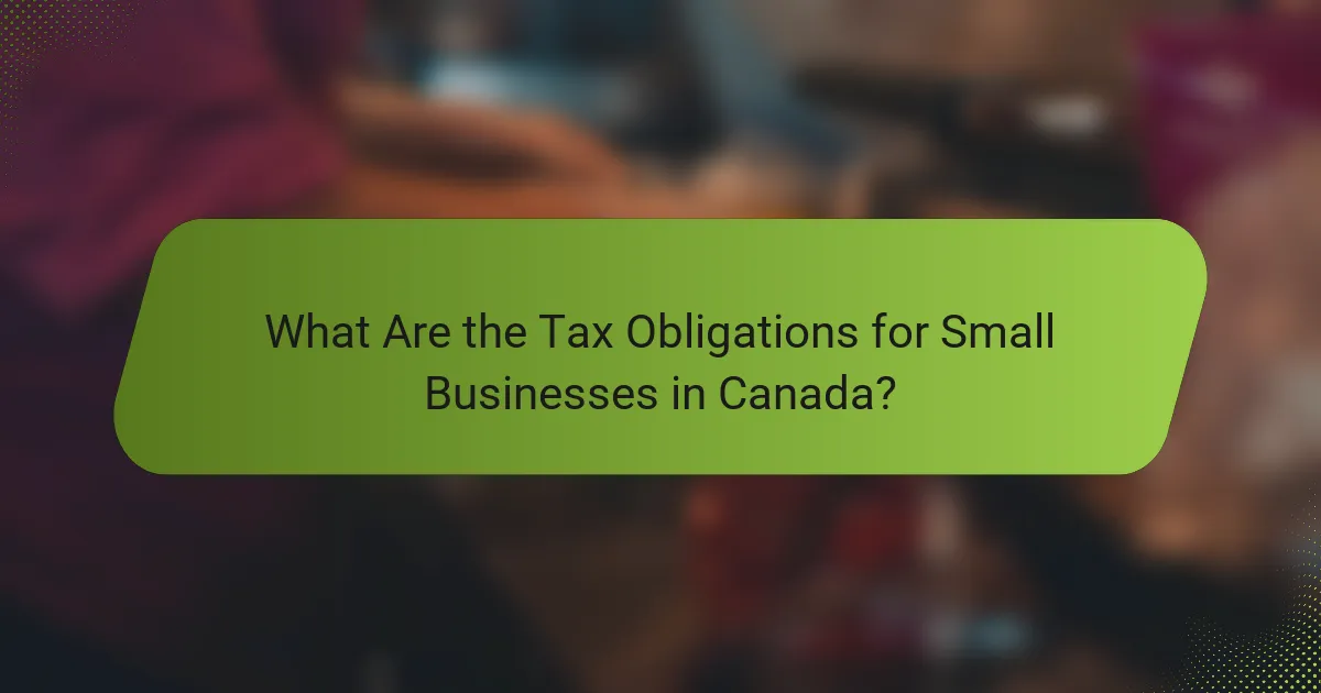 What Are the Tax Obligations for Small Businesses in Canada?